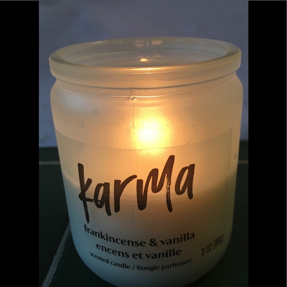 New Karma candle in frankincense and vanilla